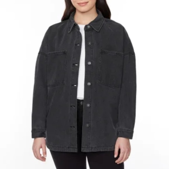 NWT HUDSON Women's Denim Shacket Black Retro Wash Cotton Oversized Heavyweight S - Picture 1 of 5